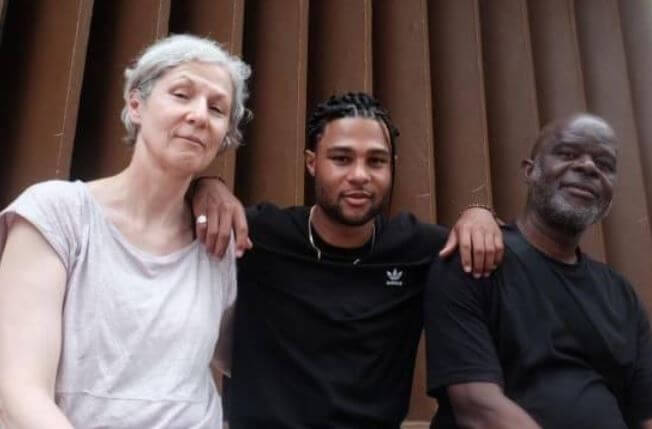 Birgit Gnabry with son, Serge Gnabry, and husband, Jean-Hermann Gnabry.